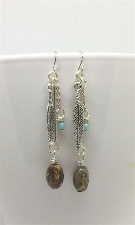 Silver Tone Dangle Earrings With Antique Czech Glass Etsy Czech