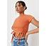 Orange Cap Sleeve Ruched Front Crop Top  Missguided