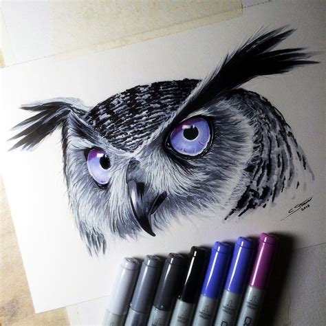 Owl Perfect Art Copic Marker Drawings Art Markers Drawing Marker Art