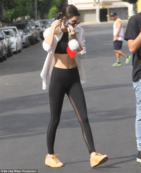 Kendall Jenner In Leggings With See Through Panels On Coffee Run In