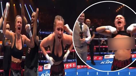 onlyfans boxer daniella hemsley lifts her top in daring celebration after win at kingpyn boxing