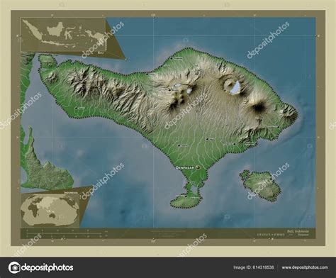 Bali Province Indonesia Elevation Map Colored Wiki Style Lakes Rivers
