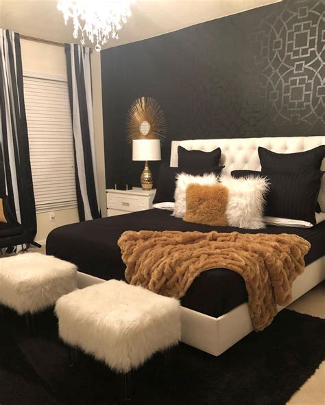 All of these bedrooms prove why black and white is such a traditional and chic color comb. Black White & Gold Bedroom | Elegant bedroom, Bedroom ...