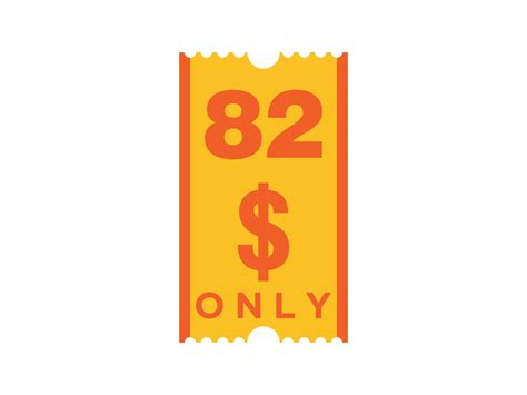 82 Dollar Only Coupon Sign Or Label Or Discount Voucher Money Saving