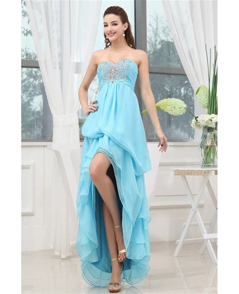A Line Sweetheart Asymmetrical Chiffon Prom Dress With Beading Op