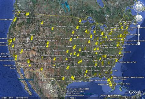 Theme Parks Usa Map Cities And Towns Map
