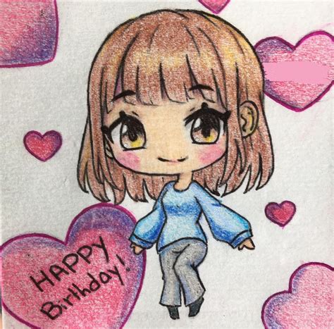 Here is my project for xiumin's birthday hope you like it. (blocked out the birthday girls name for privacy) #birthday #chibi #hearts #anime #animeart ...
