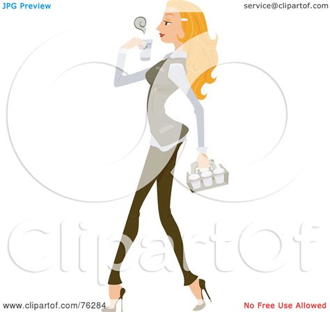 Royalty Free Rf Clipart Illustration Of A Pretty Blond Woman Carrying