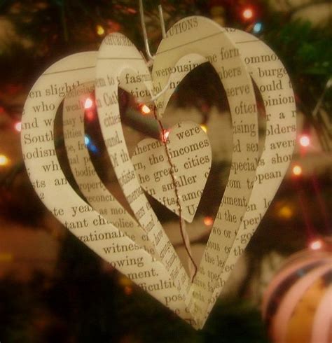 3d Heart Ornament From Book Paper Christmas Ornaments Christmas