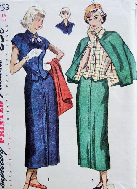 1940s Suit Pattern Simplicity 2753 Weskit Vest Style Blouseslim Skirt