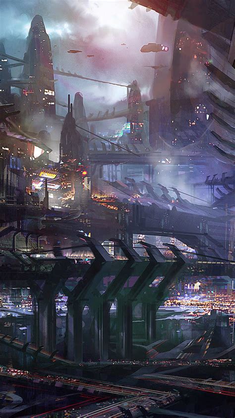 Science Fiction City Illustration Iphone 6 Plus Hd