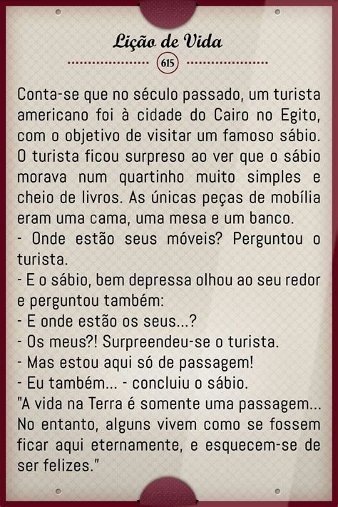 Texto Lição De Vida Para Refletir