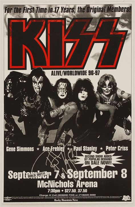 Lot Detail Peter Criss Signed Original KISS Alive Worldwide Concert Posters