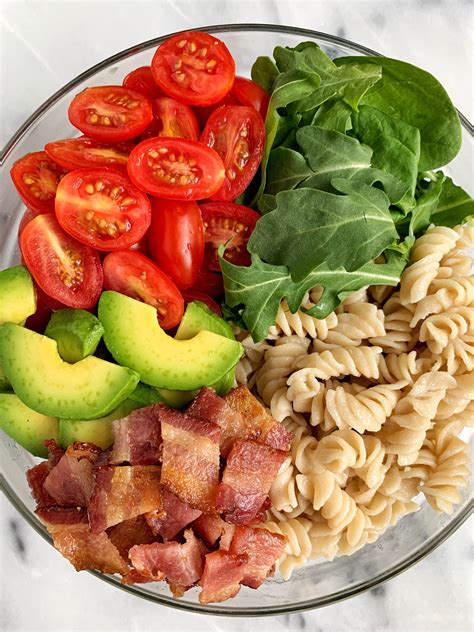 The Easiest Healthy Blt Pasta Salad Gluten Free Rachlmansfield