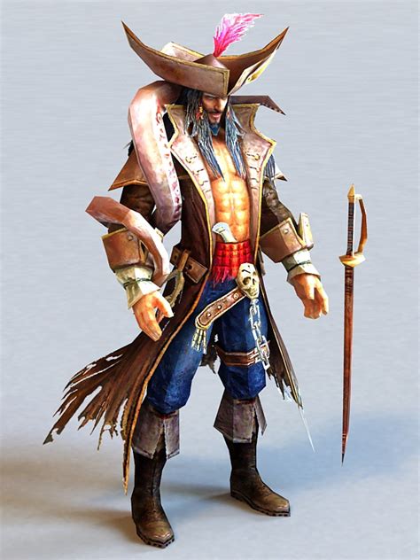 Male Pirate Captain 3d Model 3ds Max Files Free Download Cadnav