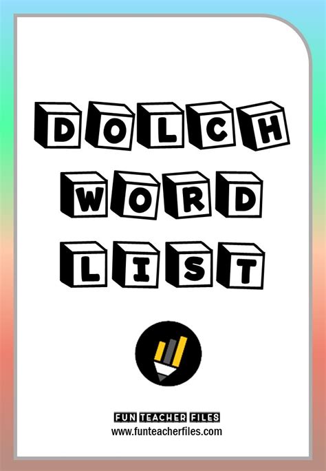 Dolch Sight Word List Fun Teacher Files