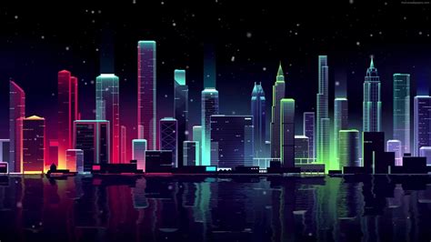 Neon Anime Town Wallpapers Wallpaper Cave