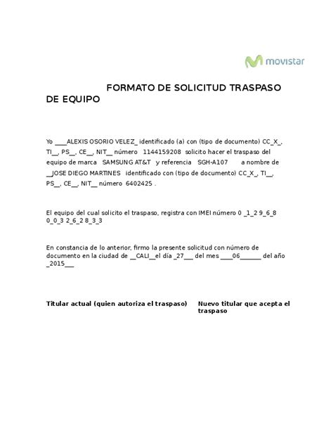 Doc Formato De Solicitud Traspaso De Equipo Alexis Osorio