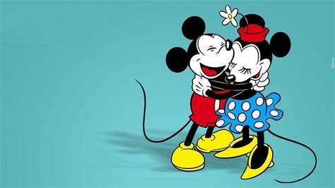Minnie Mouse And Mickey Mouse With Long Tail In Blue Background Hd