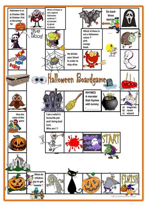 Halloween Boardgame English Esl Worksheets For Distance Learning And