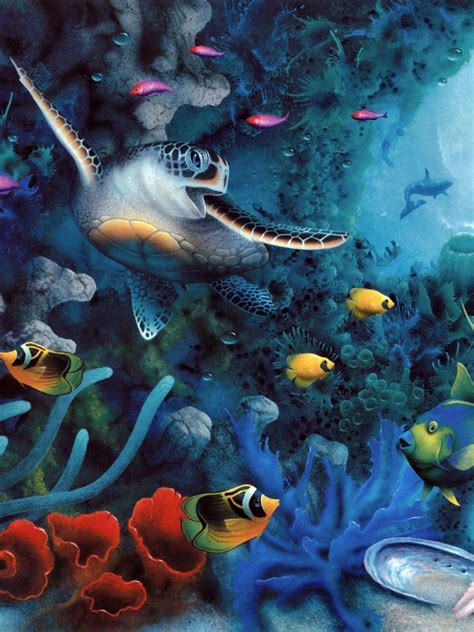 Free Download Animal Sea Life Artistic Ocean Turtle Fish Reef Wallpaper