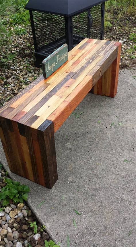 Reclaimed Pallet Wood Rustic Bench By Unique Primtiques Salvaged Pine