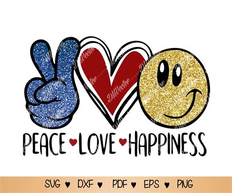 Peace Love Happiness Svg Smiling Svg Png Pdf Dxf Eps Peace Etsy