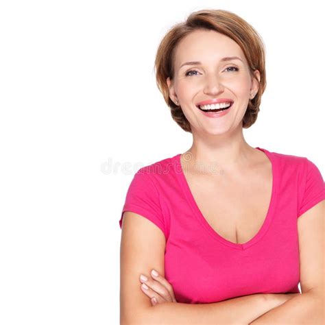 Portrait Of A Beautiful Young Adult White Happy Woman Stock Image Image Of Model Pink 36664709