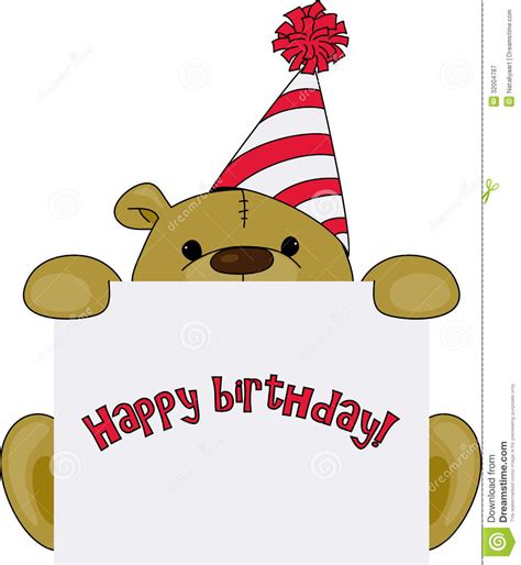 Teddy Bear Birthday Greetings Stock Vector Illustration