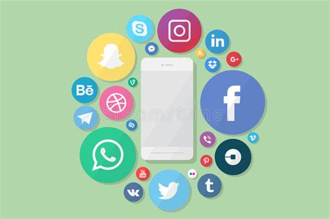 Phone With Social Media Logos Editorial Stock Photo Illustration Of