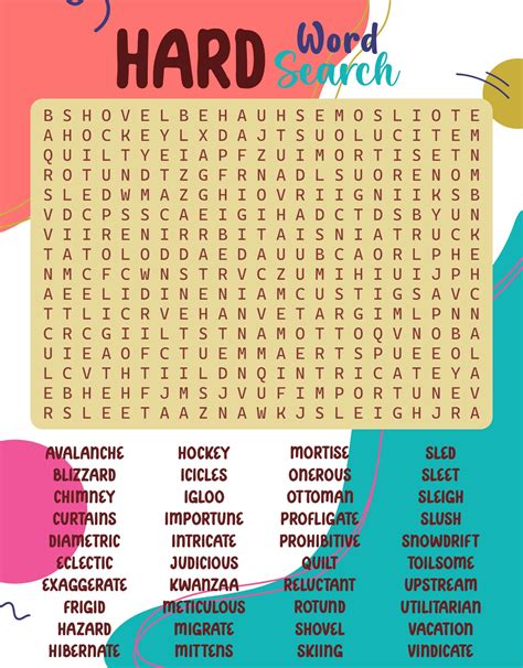 Difficult Word Search Puzzles Printable Printablee