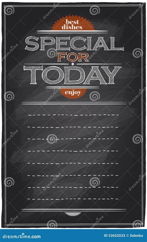 Special For Today Chalkboard Menu With Place For Text Stock Vector