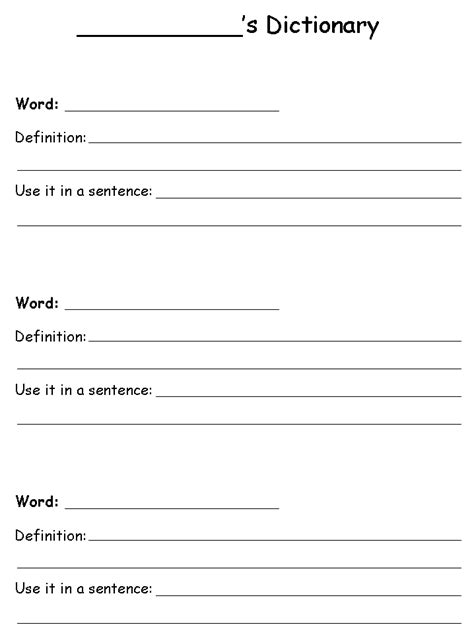 Free Printable Dictionary Template Templates Printable Download