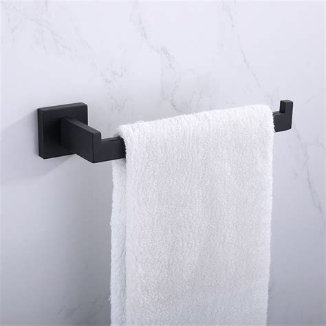 Towel Holder Square Towel Rack Matte Black Wall Mounted 304 Stainless