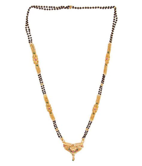 Indian Mangalsutra 22k Gold Plated Black Beads 26 Traditional Necklace M648 Long Mangalsutra