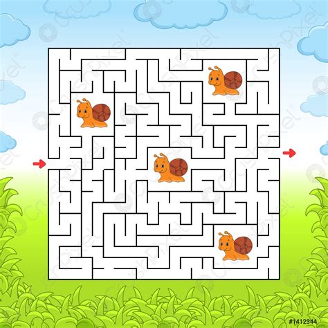 Maze Game For Kids Funny Labyrinth Education Developing Worksheet