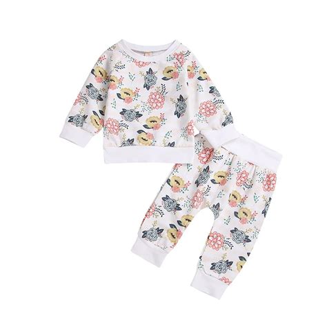 Toddler Kids Baby Girls Clothing Sets Floral Topspants 2pcs Outfits