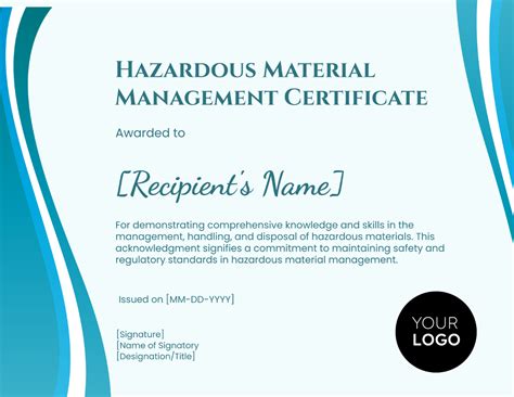 Hazardous Material Management Certificate Template Edit Online