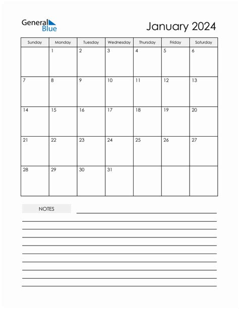 January 2024 Monthly Calendar Pdf Word Excel