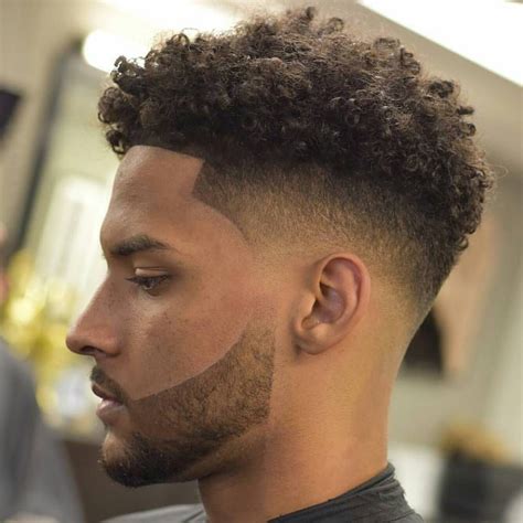 Fade With Curly Top And Short Beard Black Men Hairstyles Undercut