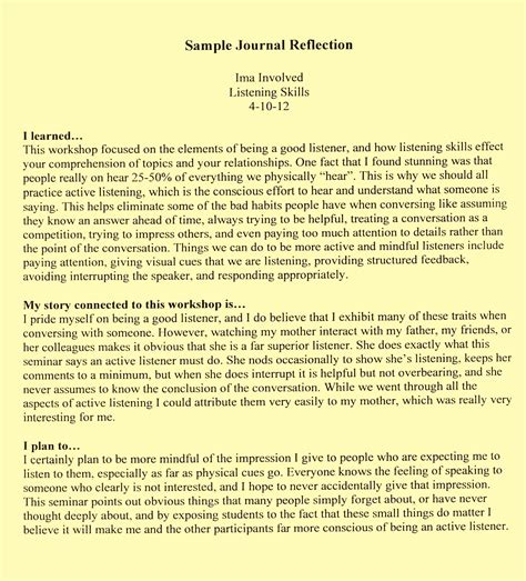 How To Write Reflective Journal Sample