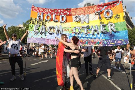 London Pride Capital Bursts With Rainbow Colours Daily Mail Online