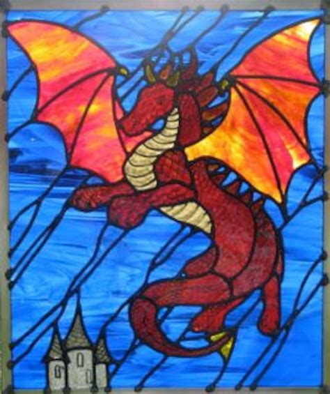 Stained Glass Dragon Pattern Download Now Etsy