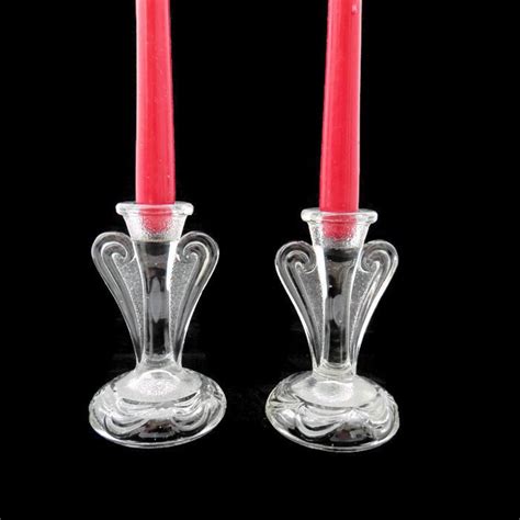 Bagley Glass Art Deco Candlesticks Pattern Rutland 3078 1930 S Art Deco Pressed Glass