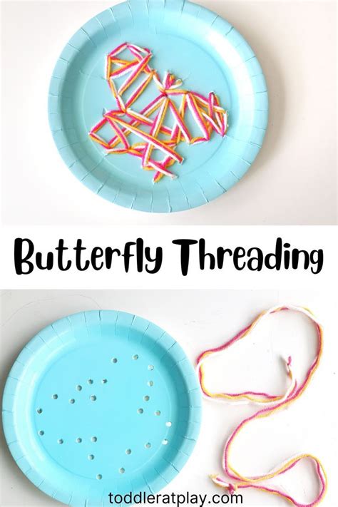 Butterfly Paper Plate Threading Craft Toddler At Play In 2022