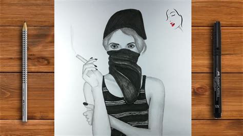 Girl Smoking Drawing