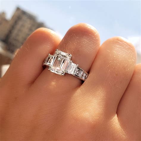 Ct Emerald Cut Natural Diamond Classic Stone Emerald Princess Channel Engagement Ring