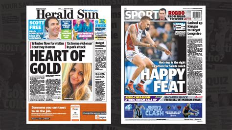 herald sun front page news herald sun