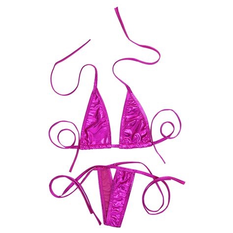 Sexy Womens Micro Thong G String Shiny Bikini Set Swimsuit Swimwear Bathing Suit Ebay