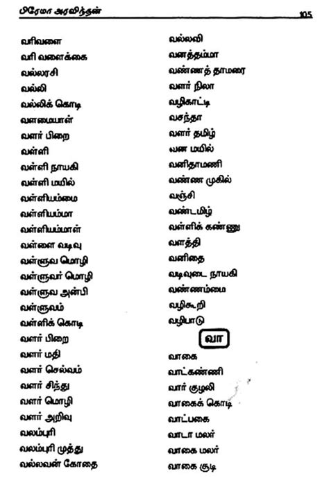 Ancient Names In Tamil